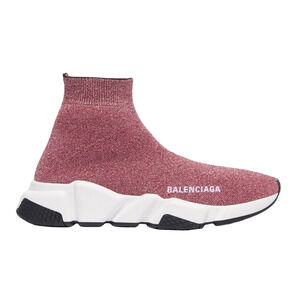 Balenciaga Women Speed Sock Trainer Pink Glitter White Black Runner Sneakers 42